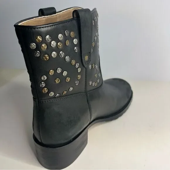 Free People Studded Pull On Ankle Boots in Black 6.5‎
